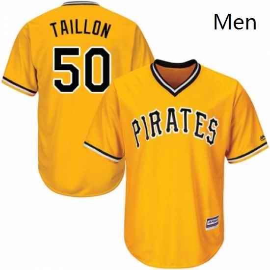 Mens Majestic Pittsburgh Pirates 50 Jameson Taillon Replica Gold Alternate Cool Base MLB Jersey